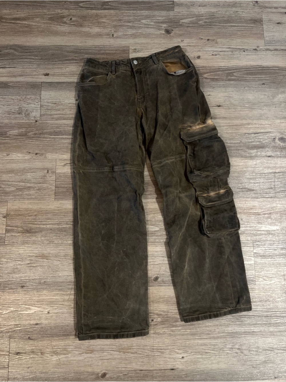 Forever 21 Washed Brown Cargo Jeans Unisex Size 29